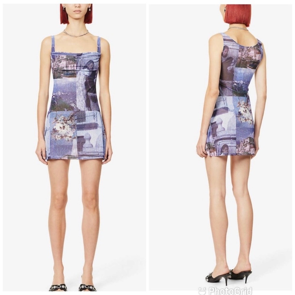Miaou Women's‎ Ginger Mesh Cowl Neck Sheath Dress Abstract Print Memoirs XS
